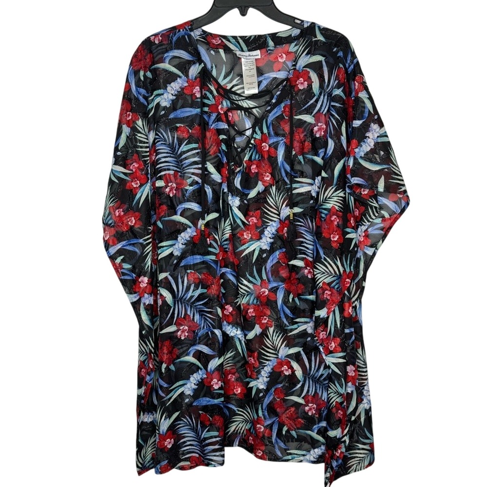 Tommy Bahama Womens Midnight Orchid Swim Cover Up Vacation Resort Beach Cruise